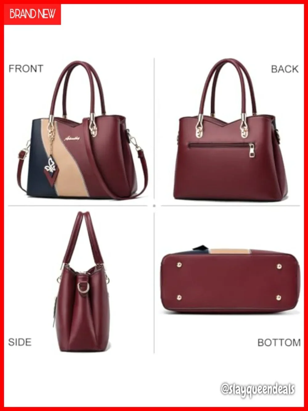 Women's Satchel Tote PU Leather Shoulder Handbag with Crossbody Strap